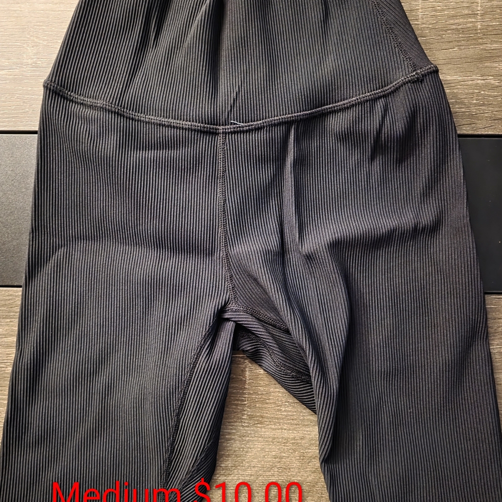 High-Waist Black Ribbed Bike Shorts